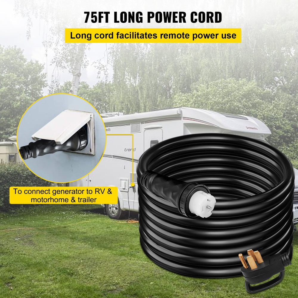 Vevor 75' 50A Generator Power Cord 125/250V N14-50P Twist Lock Connector New