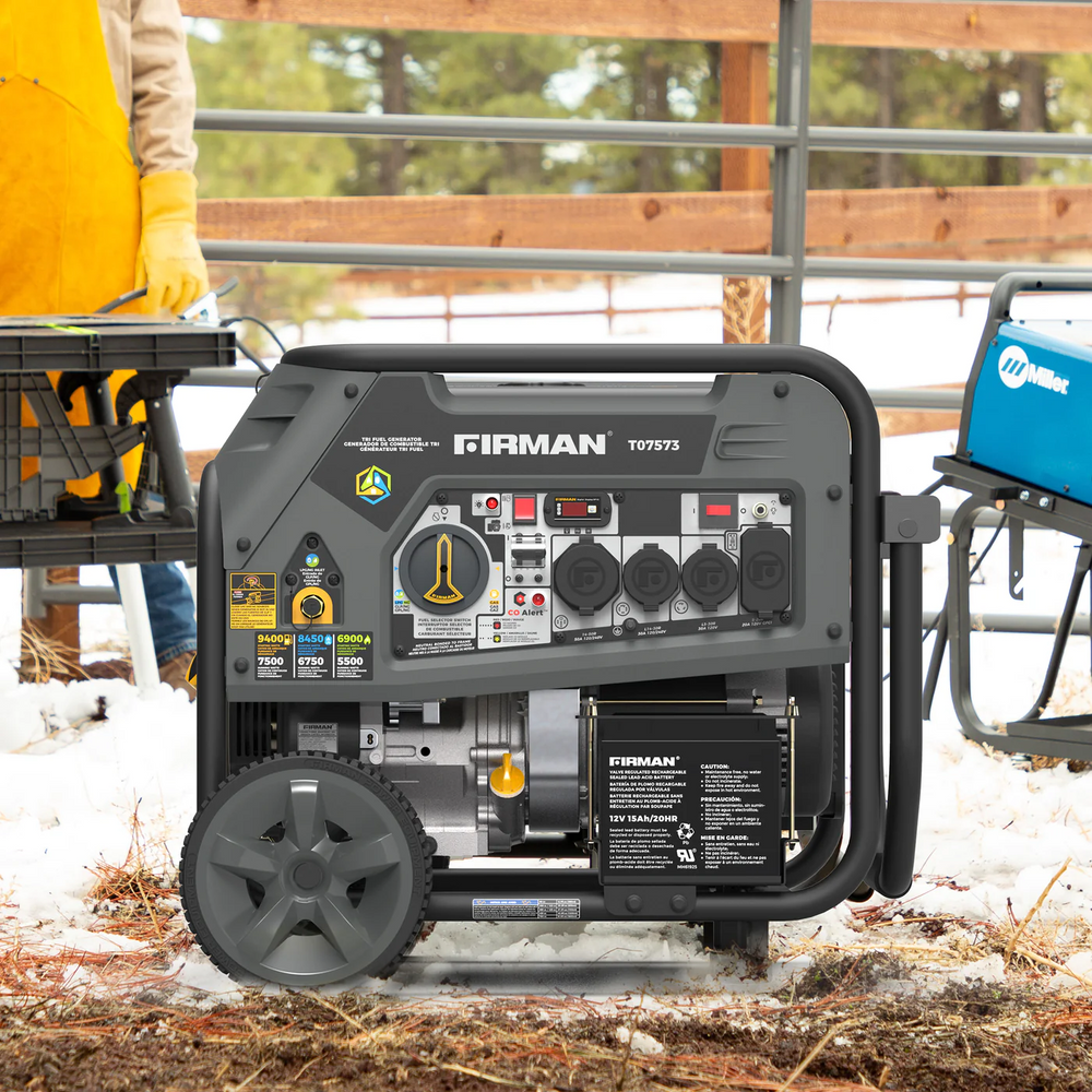 Firman T07573 Tri-Fuel Gas Propane Natural Gas Generator 7500W/9400W 120/240V with Electric Start Manufacturer RFB