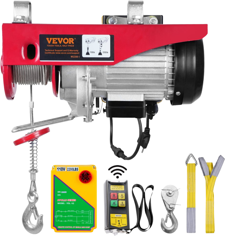 Vevor Electric Hoist 2200 lbs Lifting 1600W 120V 40' Steel Cable And Wireless Remote New