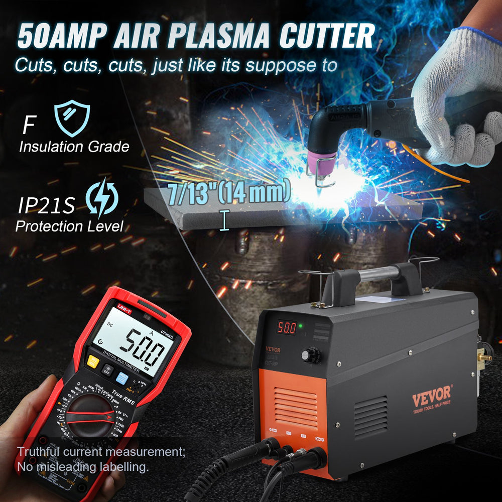 Vevor Plasma Cutter with Torch 50Amp Non-Touch Pilot Arc Dual Voltage 110V/220V New